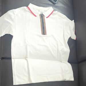 Burberry White and Red Polo Shirt with Classic Design